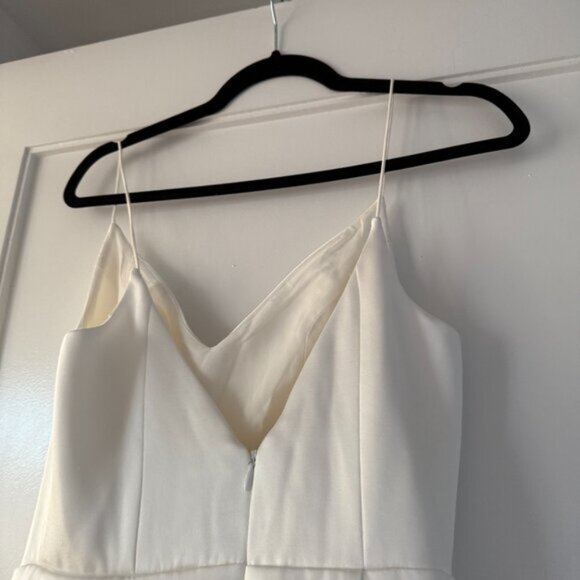 NWT Reformation Icelynn Satin Maxi Dress In Ivory Plunge Neck Full Length Skirt - Picture 11 of 11